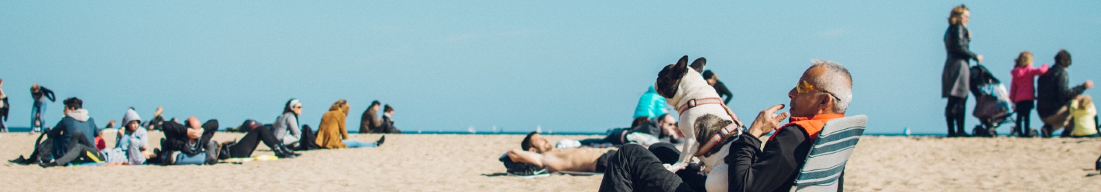 Beach scene with older gentlemen relaxing