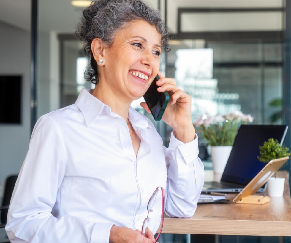 Woman talking on a phone