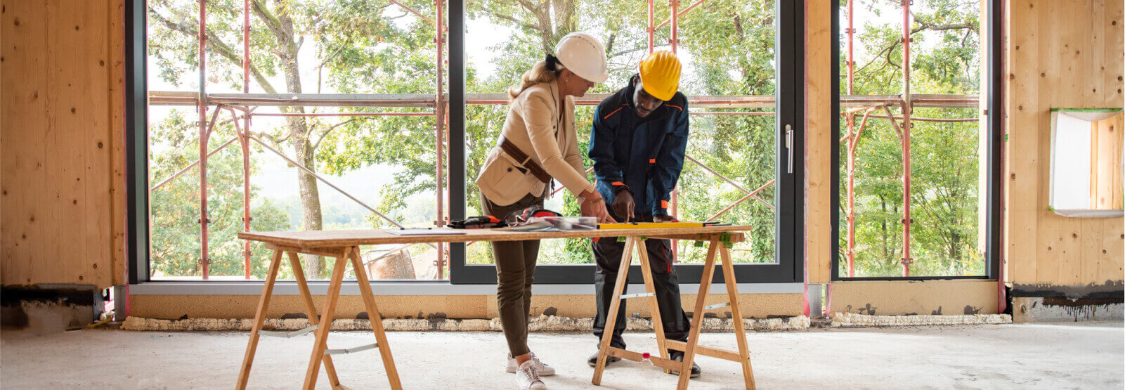 Two construction site workers