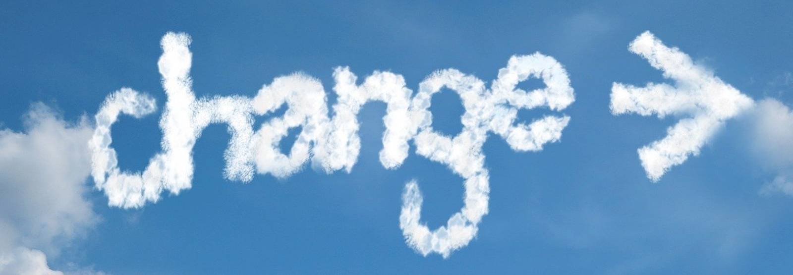 the word "change" written in clouds followed by an arrow